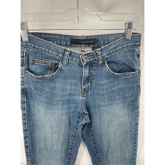 Calvin Klein Womens Straight Jeans Denim Stretch 5 Pocket Light Wash Blue Size 2 - Picture 9 of 11